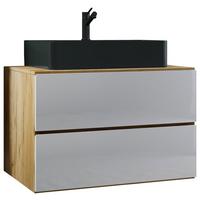 WASCHTISCHKOMBI LENDAS BL S - Honigeiche/Weiss, Modern, Keramik/Holzwerkstoff (81cm) - MID.YOU
