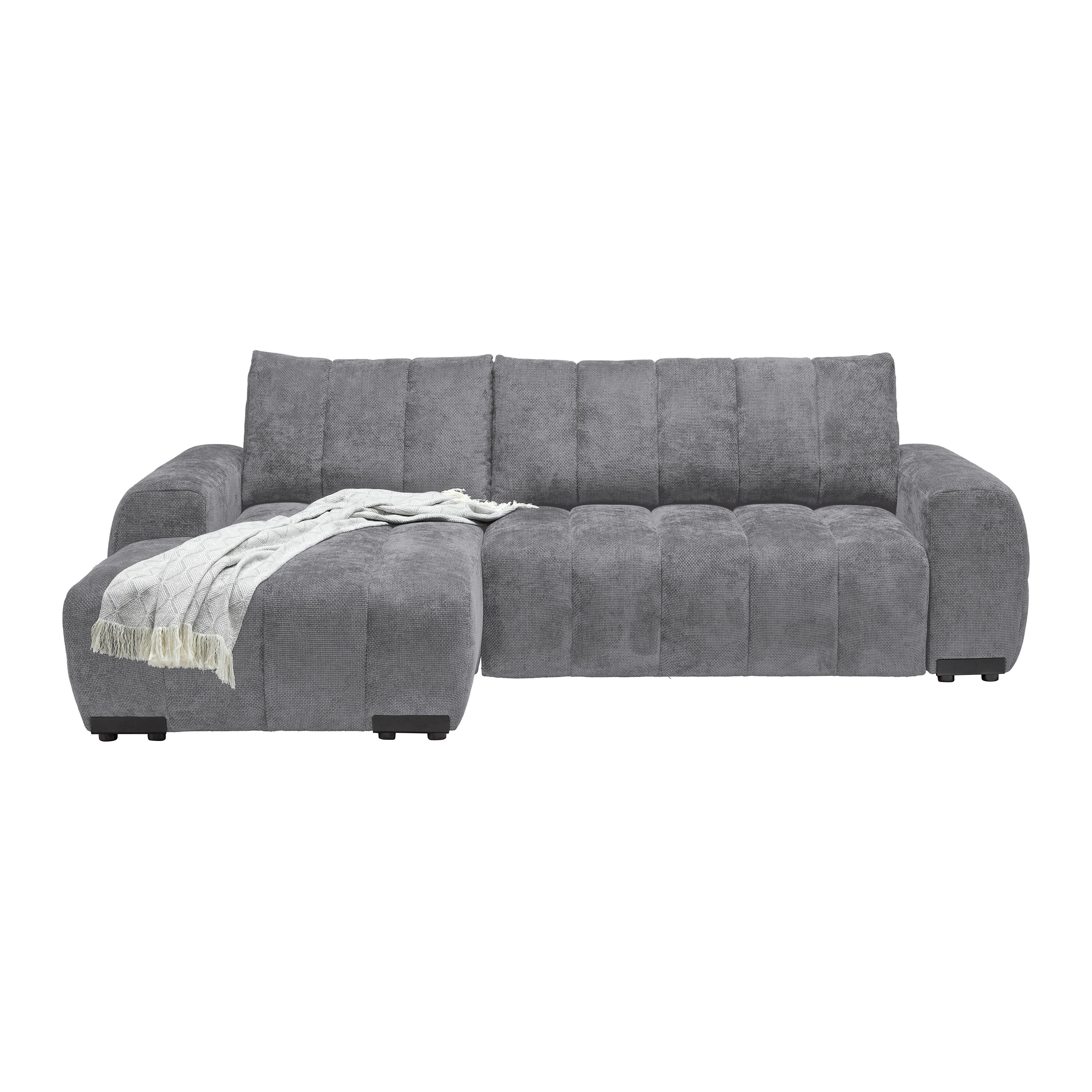 Wohnlandschaft Bolonia Grau - Schwarz Hochglanz/Grau, MODERN, Textil/Metall (166/93/273cm) - Mömax