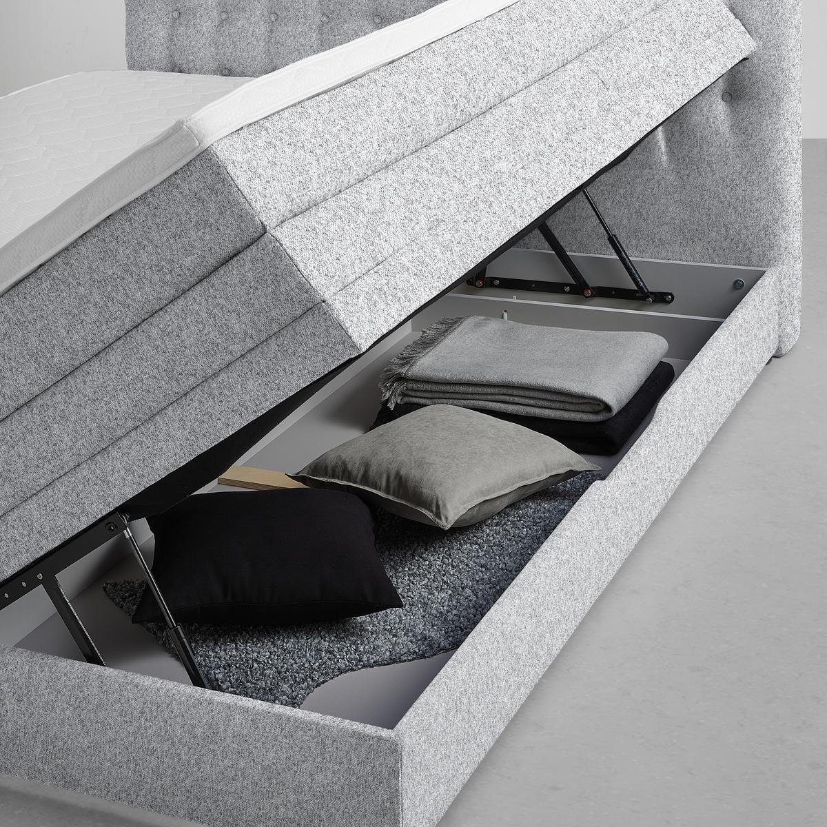 Boxspringbett Luzern Grau ca. 160x200cm - Schwarz/Grau, KONVENTIONELL, Kunststoff/Textil (160/200cm) - Premium Living