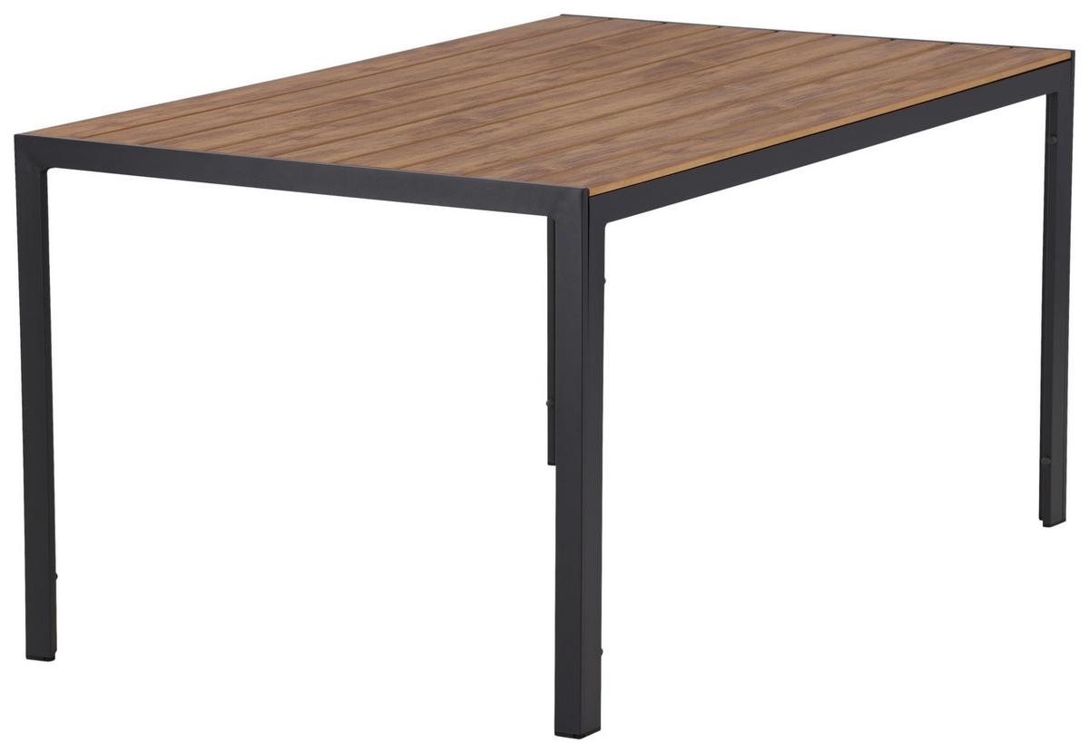 Gartentisch Break ca. 150x90 cm Natur - Schwarz/Naturfarben, KONVENTIONELL, Kunststoff/Metall (150/90/75cm) - Gardenson