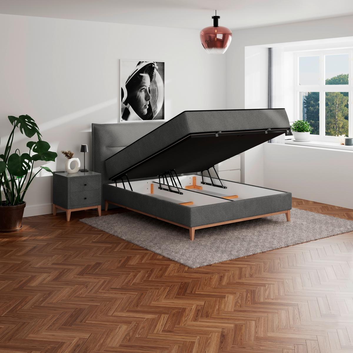 Pat box SMILE - antracit, Konventionell, lemn/metal (180/200cm) - Premium Living
