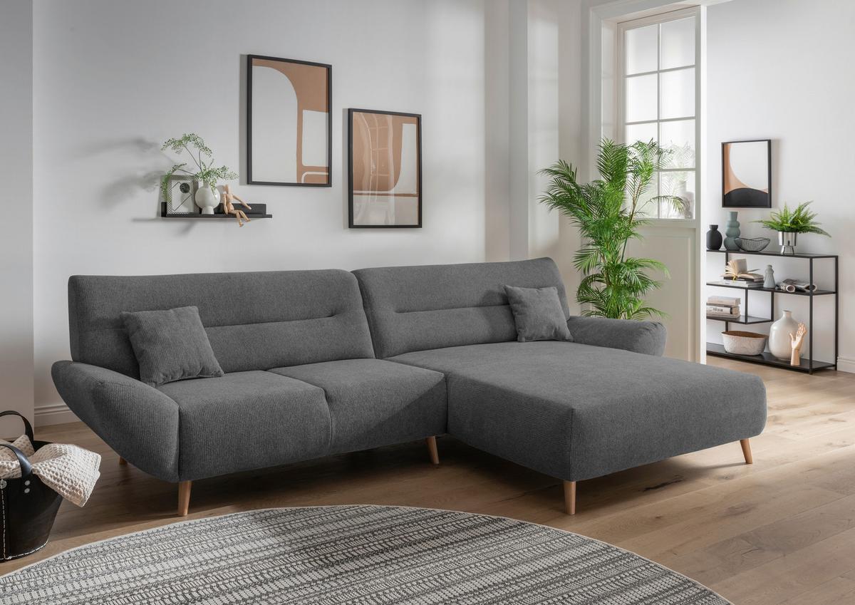Wohnlandschaft Drago Anthrazit Chenille - Wildeiche/Anthrazit, MODERN, Holz/Textil (290/166cm) - MID.YOU