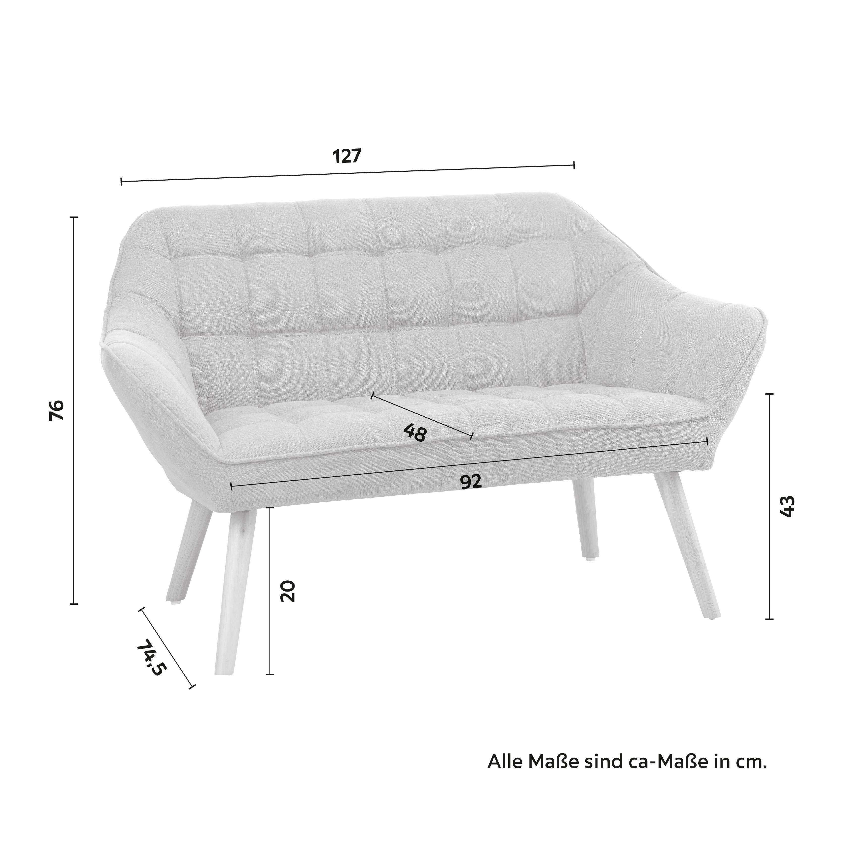 2-SITS SOFFA MONIQUE - grå, Modern, trä/textil (127/76/74,5cm) - Bessagi Home