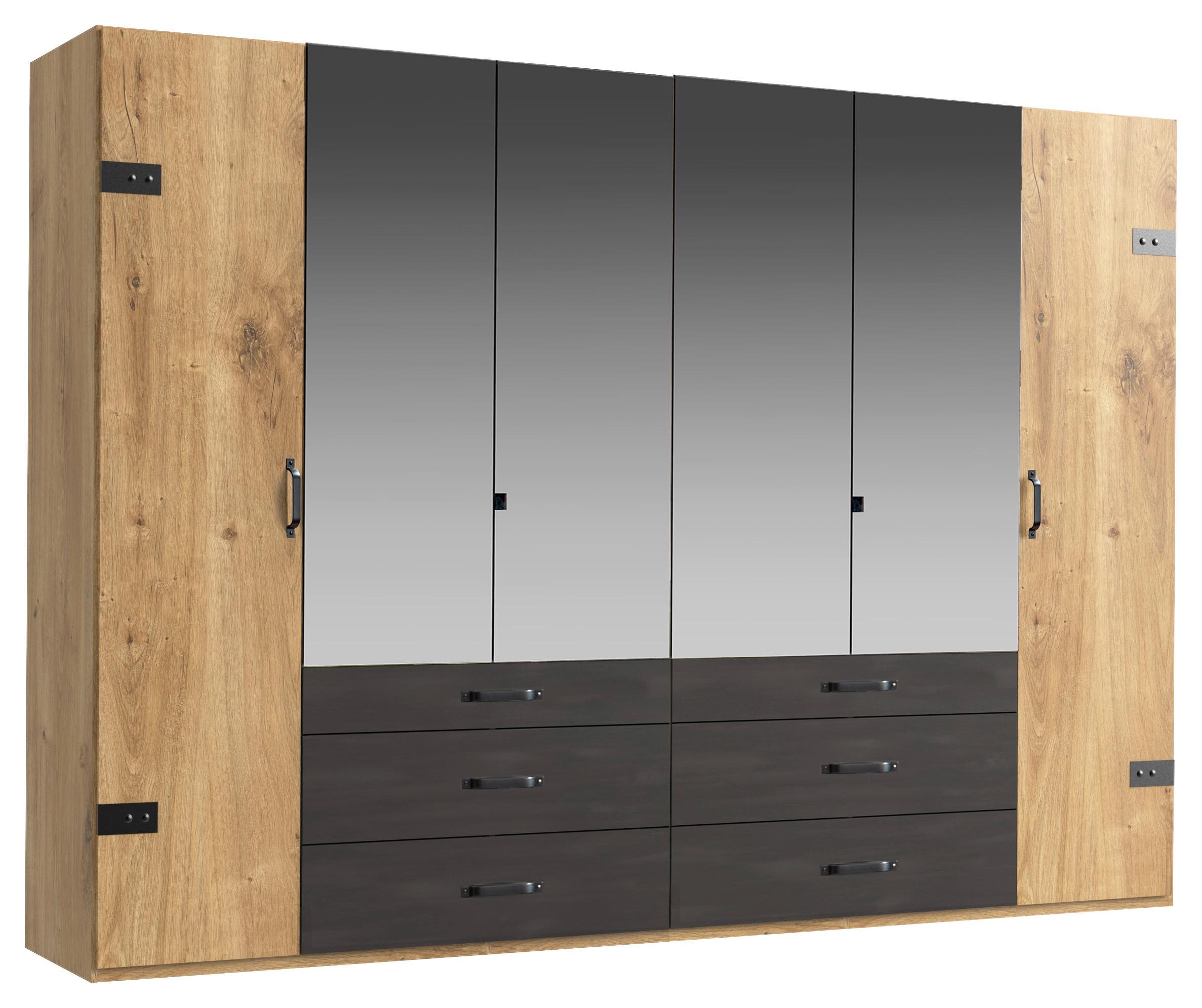 Ormar S Klasičnim Vratima Detroit - boje grafita/boje hrasta, Basics, drvni materijal/metal (300/216/58cm) - Modern Living