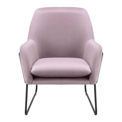 Relaxsessel Kezia Rosa Samt - Schwarz/Rosa, MODERN, Textil/Metall (71/84cm) - Bessagi Home