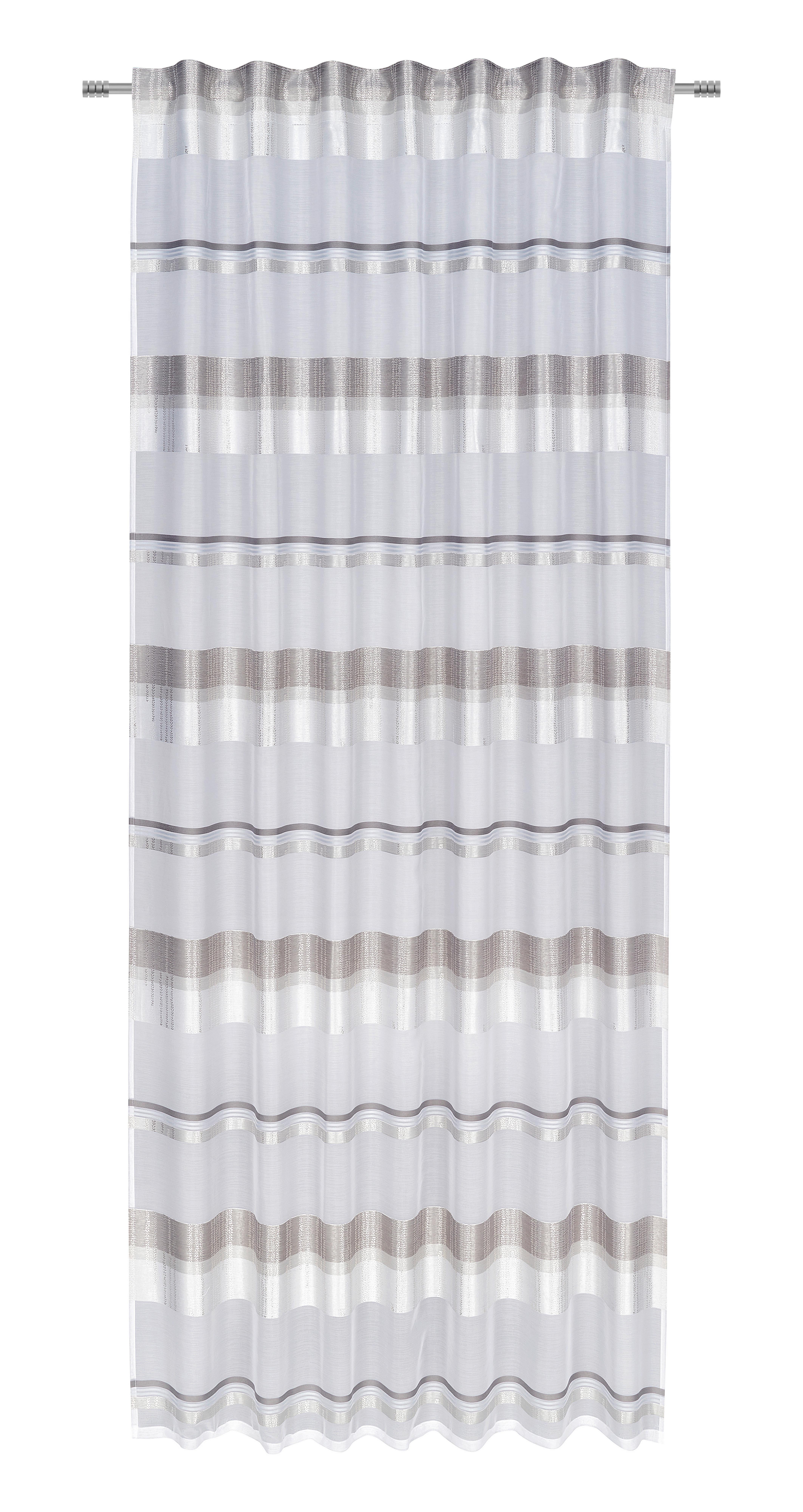 Draperie gata confecționată DIANE - gri deschis/alb, Romantik / Landhaus, textil (140/245cm) - Modern Living