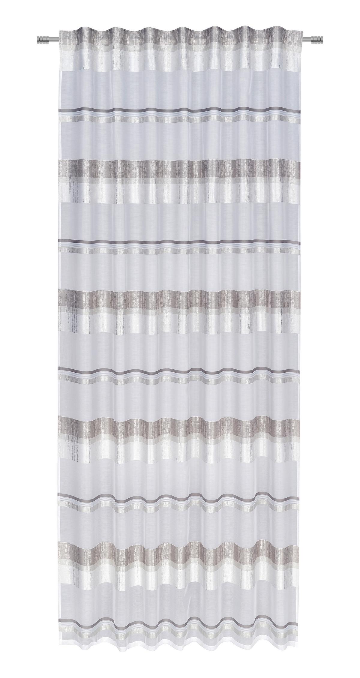 Draperie gata confecționată DIANE - gri deschis/alb, Romantik / Landhaus, textil (140/245cm) - Modern Living