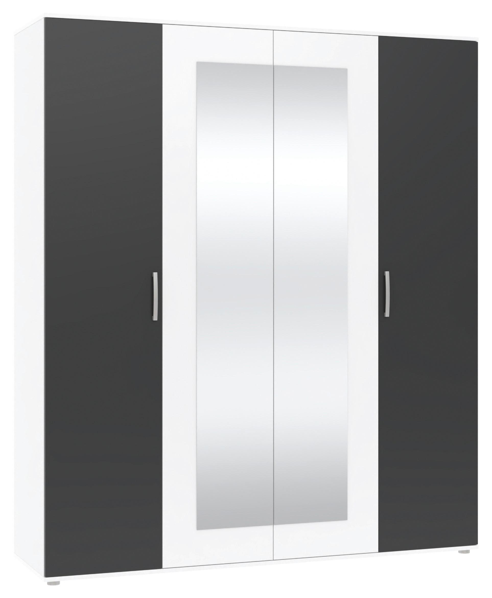 Drehtürenschrank Jan Anthrazit/Weiß - Chromfarben/Anthrazit, KONVENTIONELL, Glas/Holzwerkstoff (180/210/52cm) - Mömax