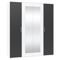 Drehtürenschrank Jan Anthrazit/Weiß - Chromfarben/Anthrazit, KONVENTIONELL, Glas/Holzwerkstoff (180/210/52cm) - Mömax