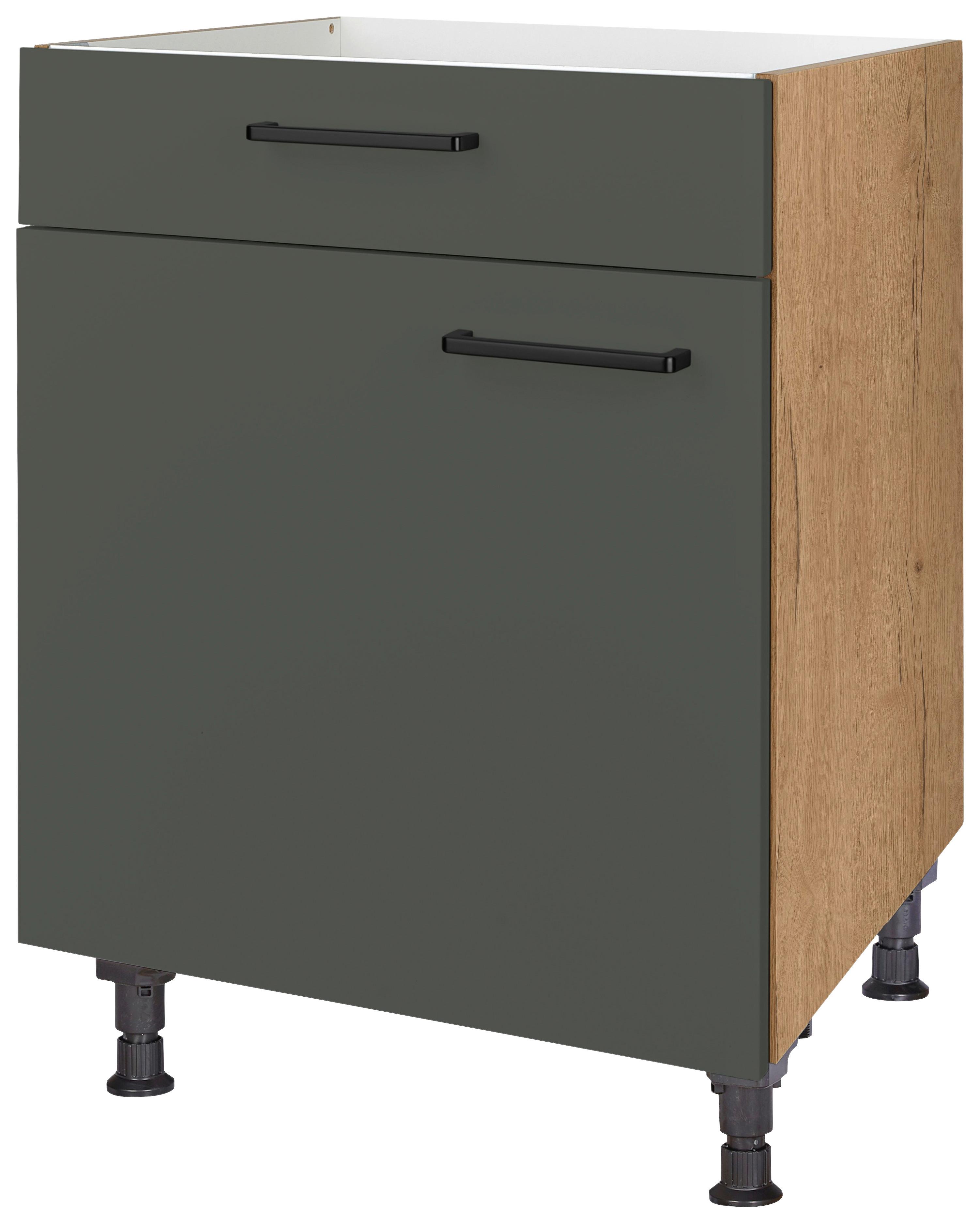 Kochfeldumbauschrank Easytouch Grün - Eichefarben/Schwarz, MODERN, Holzwerkstoff/Metall (60/87/56cm) - Nobilia