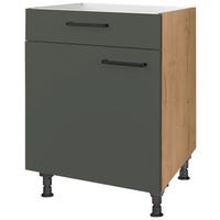 Kochfeldumbauschrank Easytouch Grün - Eichefarben/Schwarz, MODERN, Holzwerkstoff/Metall (60/87/56cm) - Nobilia