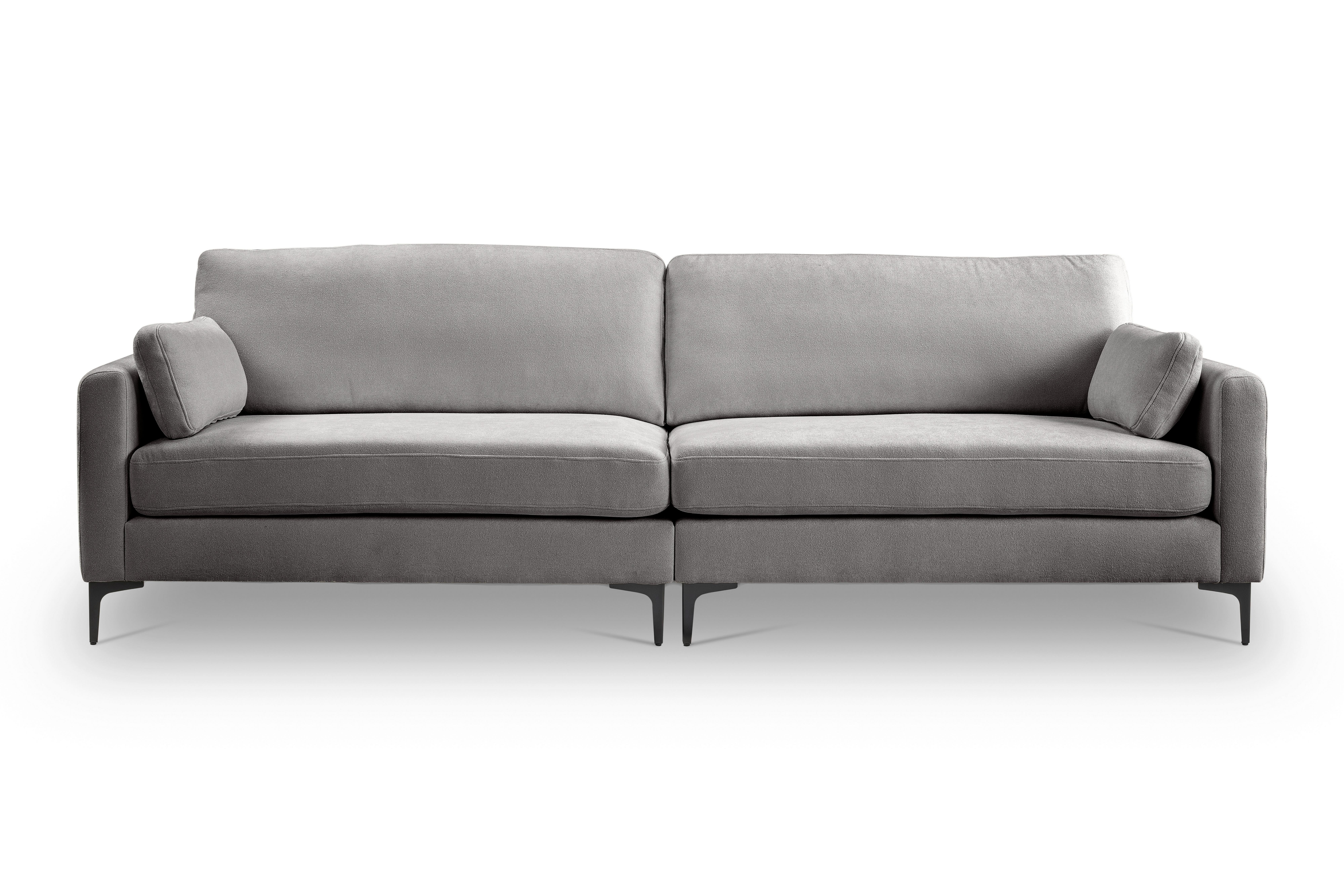 Viersitzer-Sofa Venti Hellgrau - Hellgrau/Schwarz, Basics, Holz/Textil (286/92/97cm) - MID.YOU