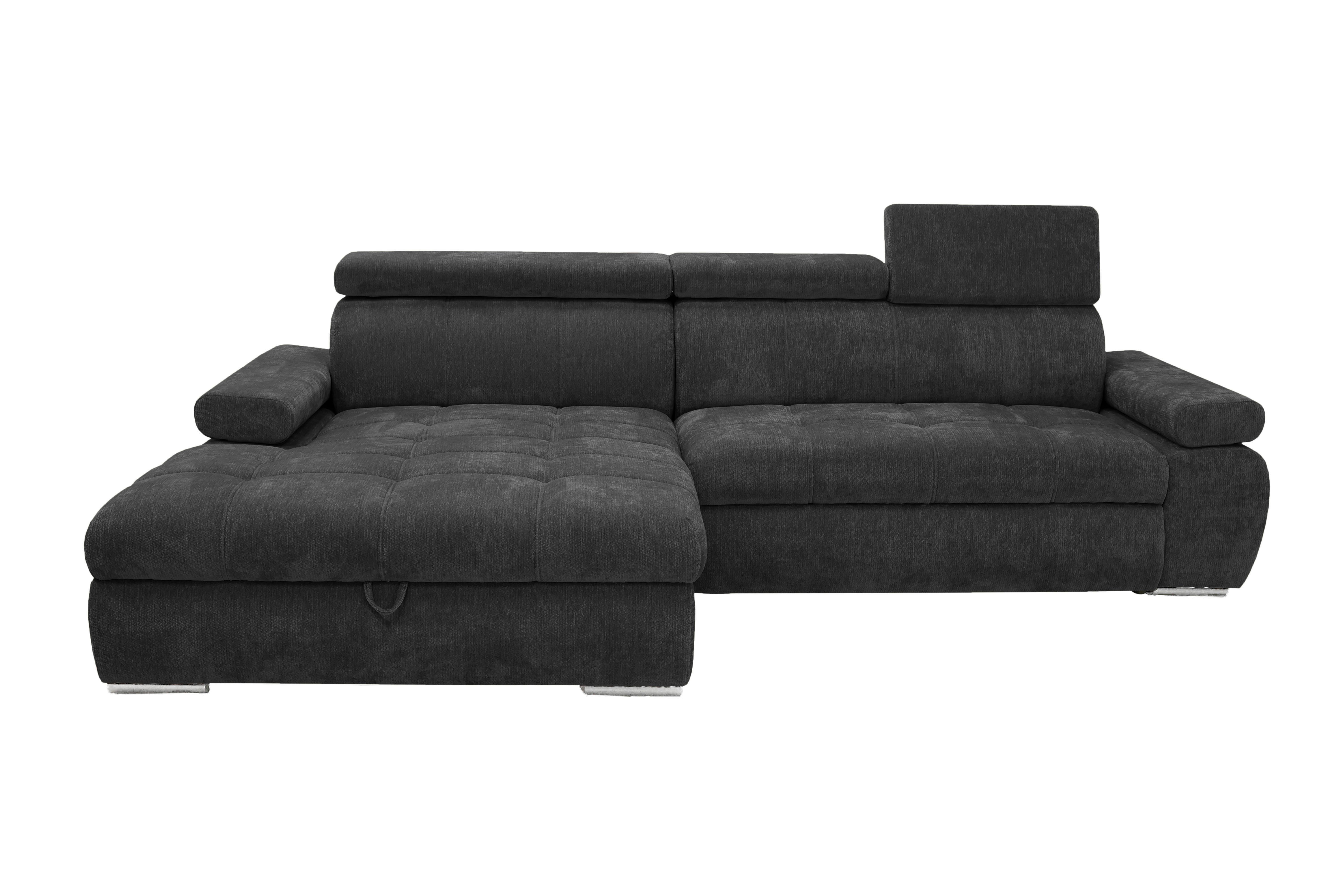 Colțar Vegas - negru, Design, lemn/textil (173/294cm) - Modern Living