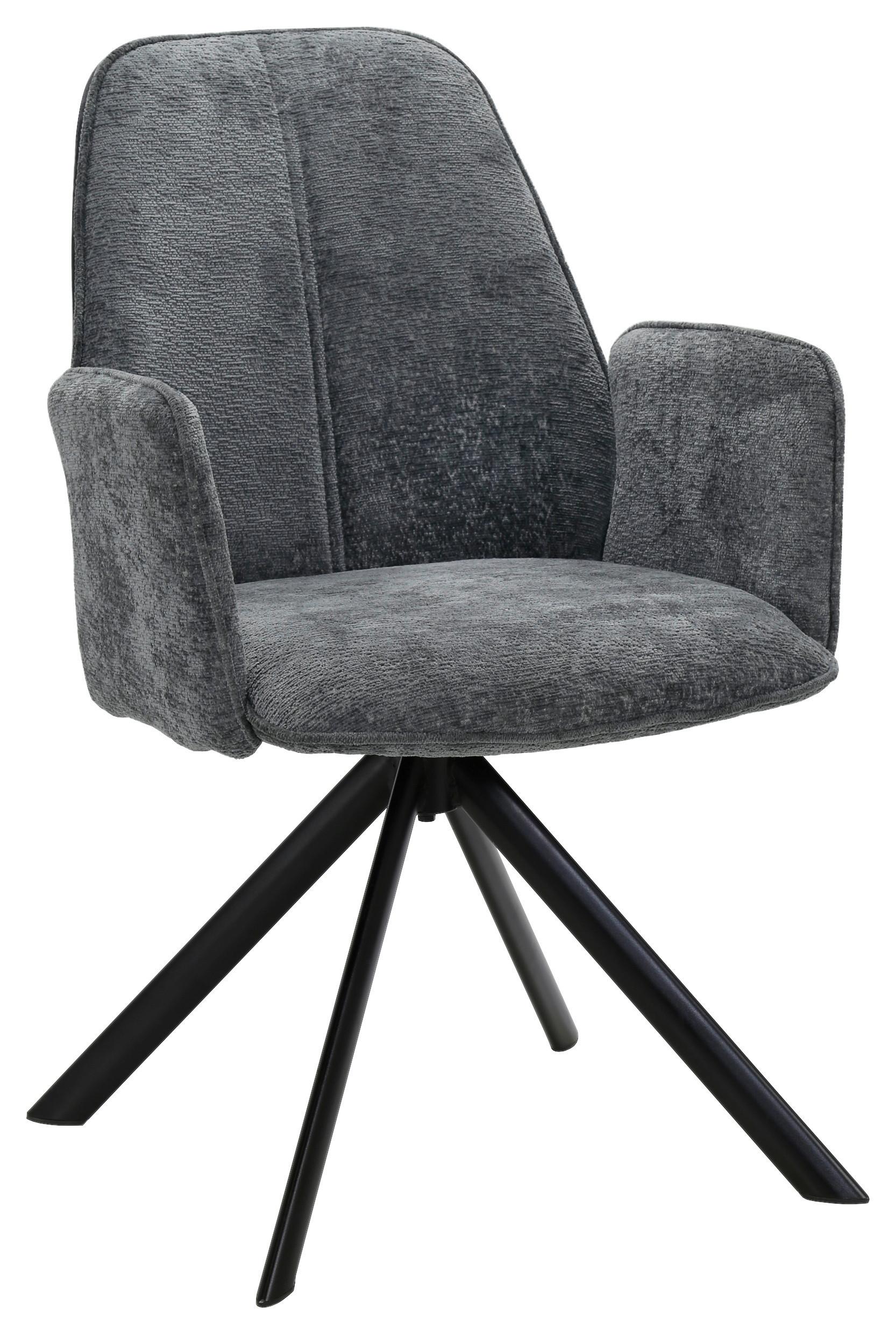 Scaun cu brațe ETA - negru/gri, Modern, lemn/metal (54/88/60cm) - Mömax