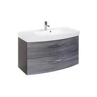 Waschtischkombi Florida in Graphitfarben - Weiß, MODERN, Holzwerkstoff/Metall (100/54/47cm) - Premium Living