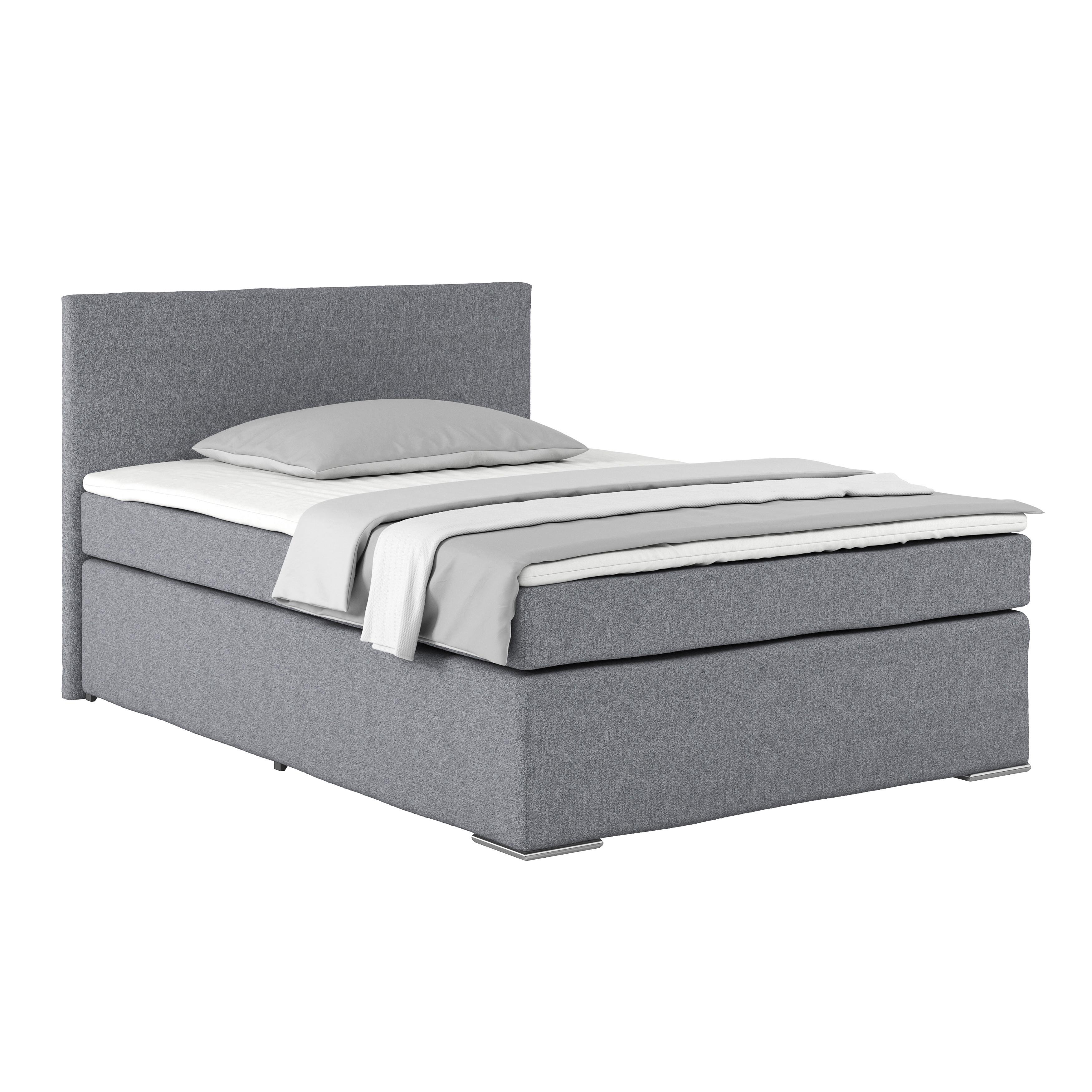 Boxspring Krevet Nero - plavkastosiva/boje kroma, Konvencionalno, tekstil/metal (140/200cm) - Best Price