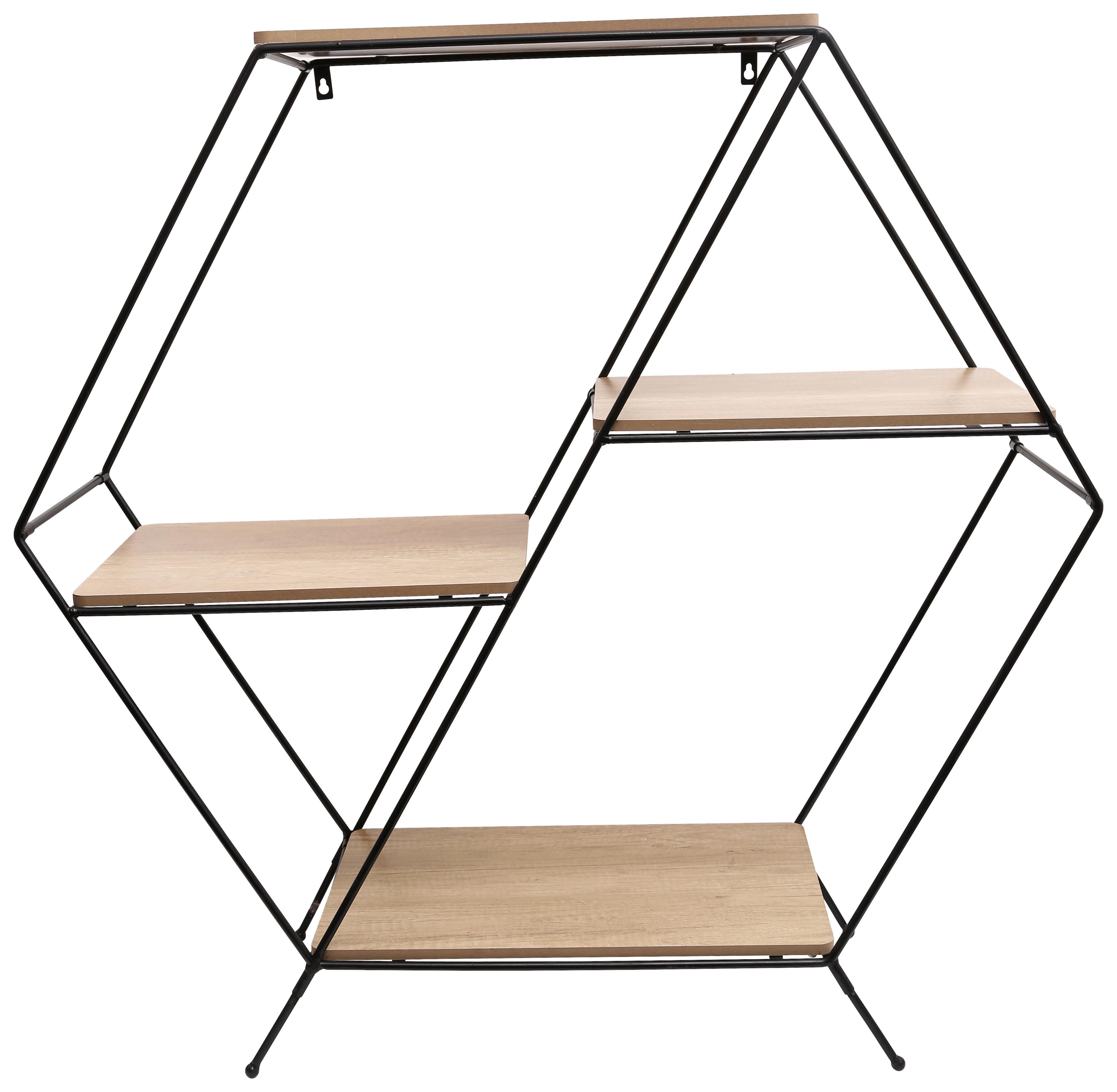 Etajeră Mailand 01 - culoare natur/negru, Modern, metal/material pe bază de lemn (75/85/30cm)
