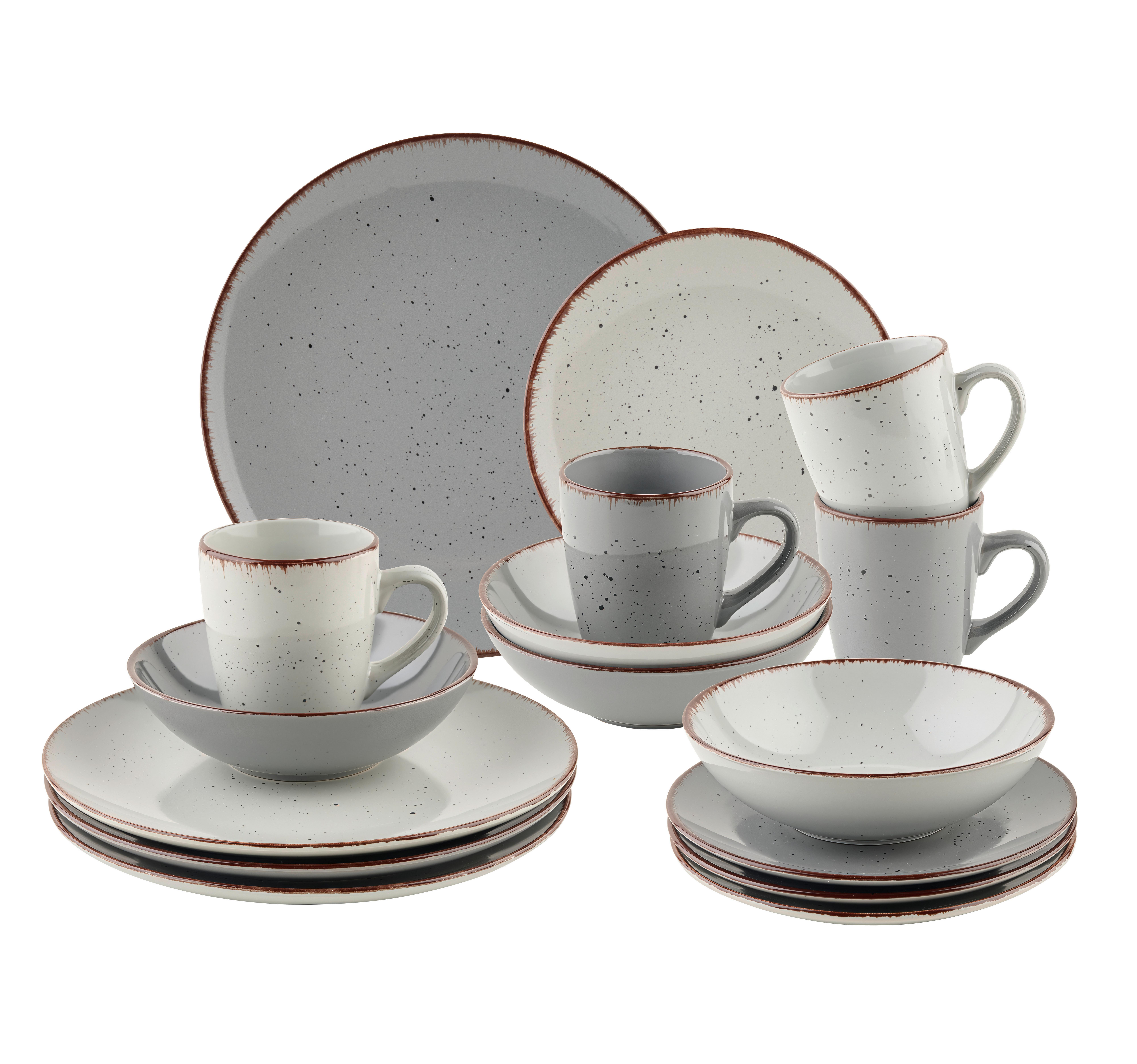 Kombiservice Milan Grau, 16-teilig - Grau, Basics, Keramik - Mömax