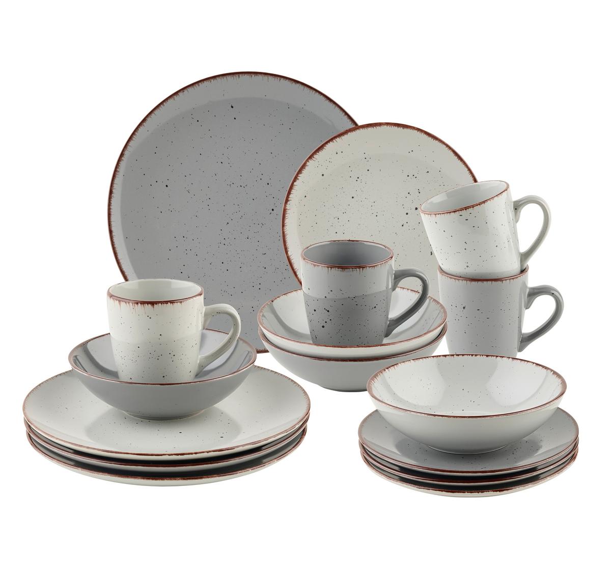 Kombiservice Milan Grau, 16-teilig - Grau, Basics, Keramik - Mömax