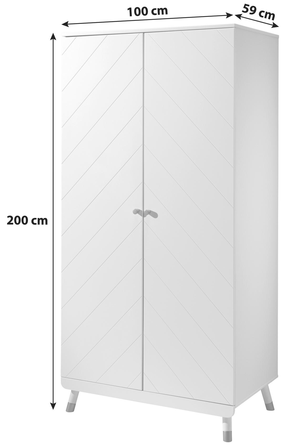 Drehtürenschrank Billy ca. 100x200 cm Weiß - Goldfarben/Weiß, MODERN, Holzwerkstoff/Kunststoff (100/200/59cm) - MID.YOU