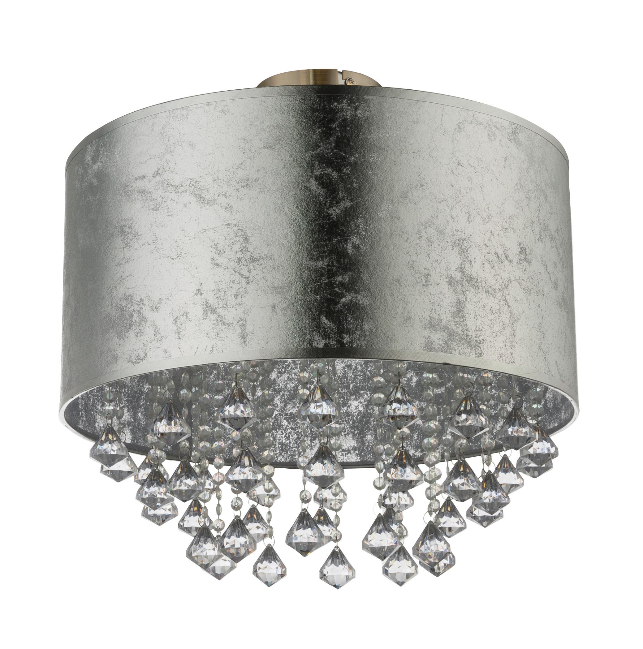 Stropna Svjetiljka Amy - srebrne boje/prozirno, Design, metal/tekstil (40/40/38cm) - Globo