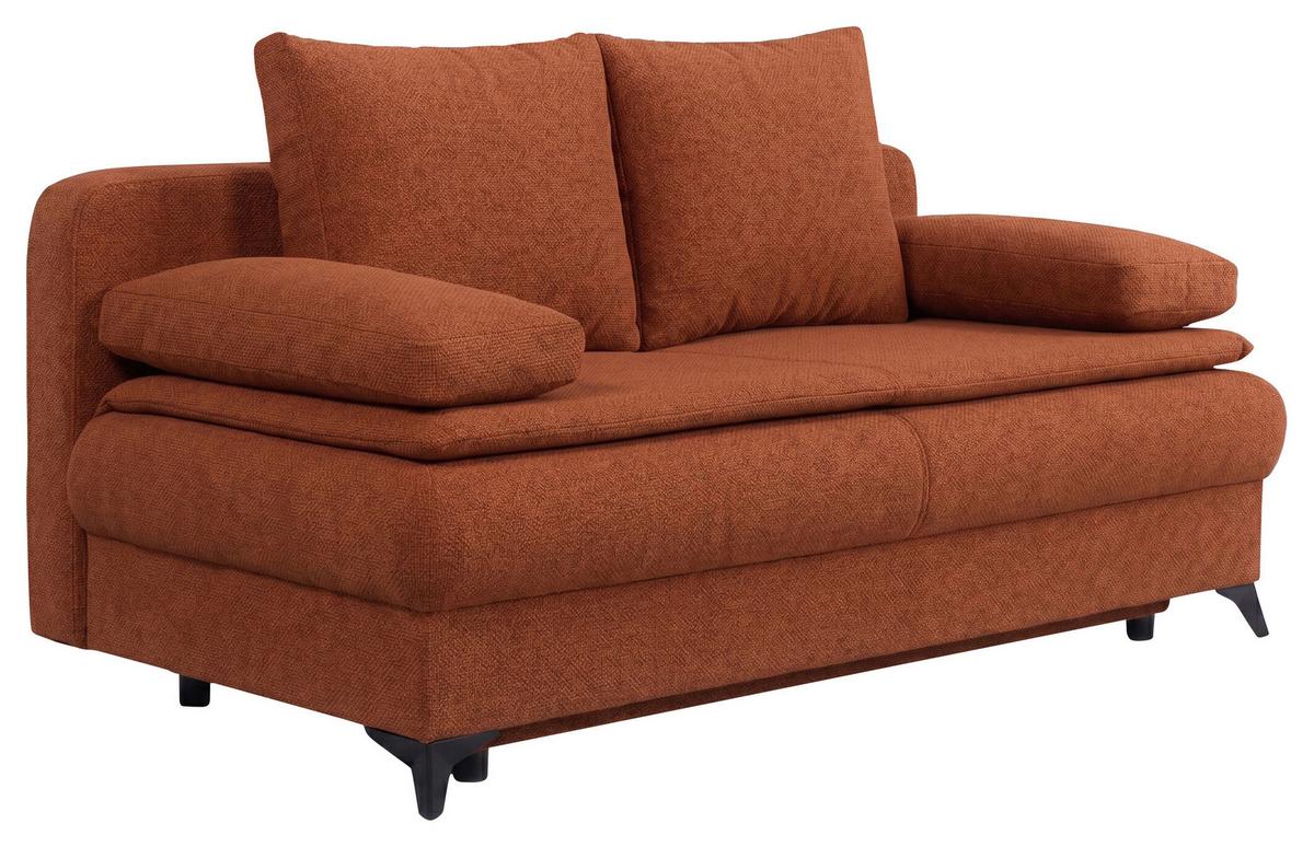 Schlafsofa Ken Orange/Rostfarben - Rostfarben/Schwarz, KONVENTIONELL, Holzwerkstoff/Kunststoff (209/90/105cm) - Based