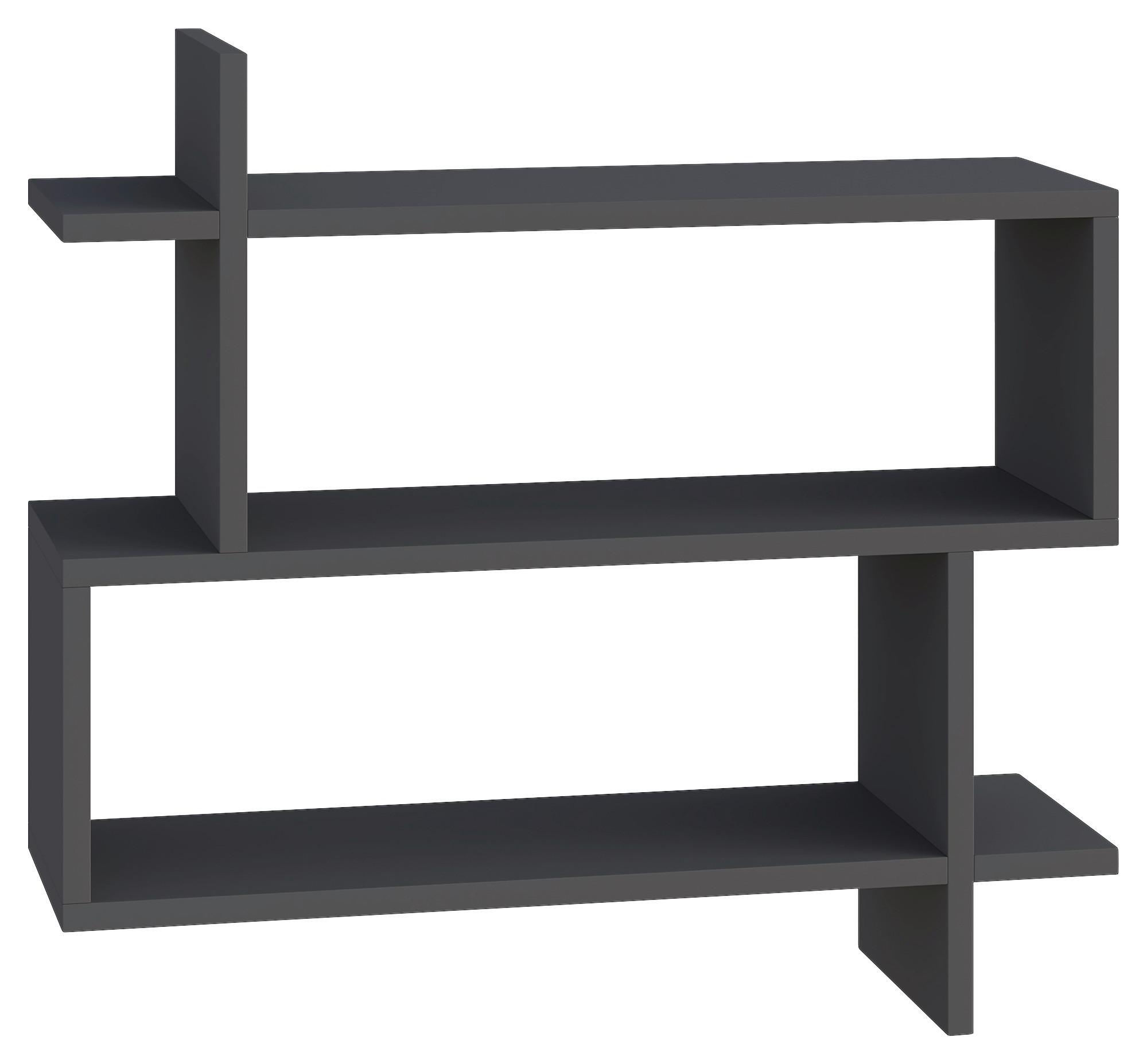 Stenska Polica Paralel - antracit, Design, leseni material (70/65/22cm) - Livetastic