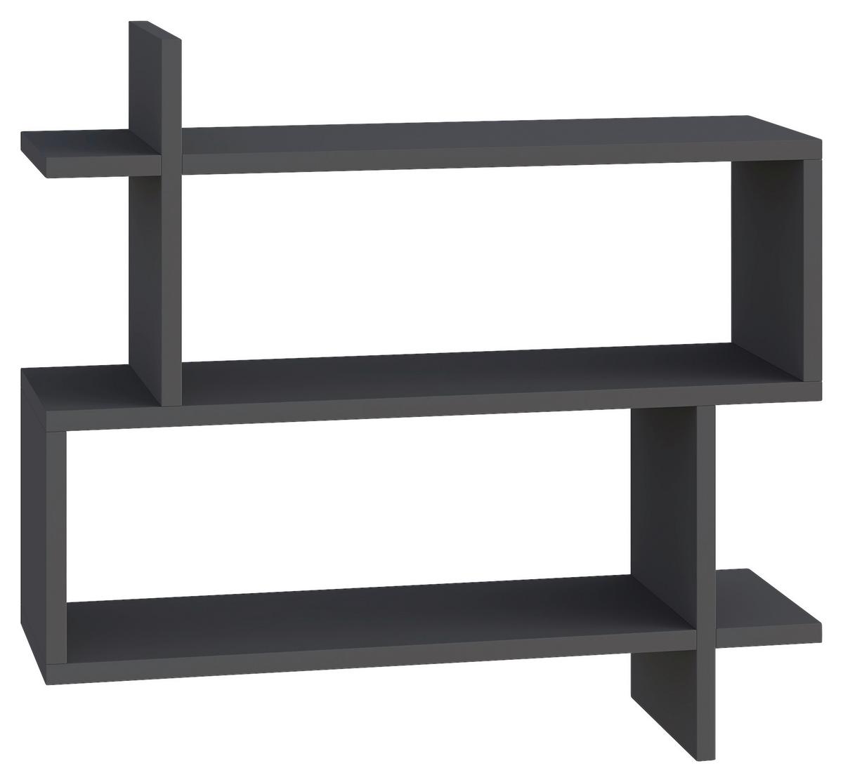 Stenska Polica Paralel - antracit, Design, leseni material (70/65/22cm) - Livetastic