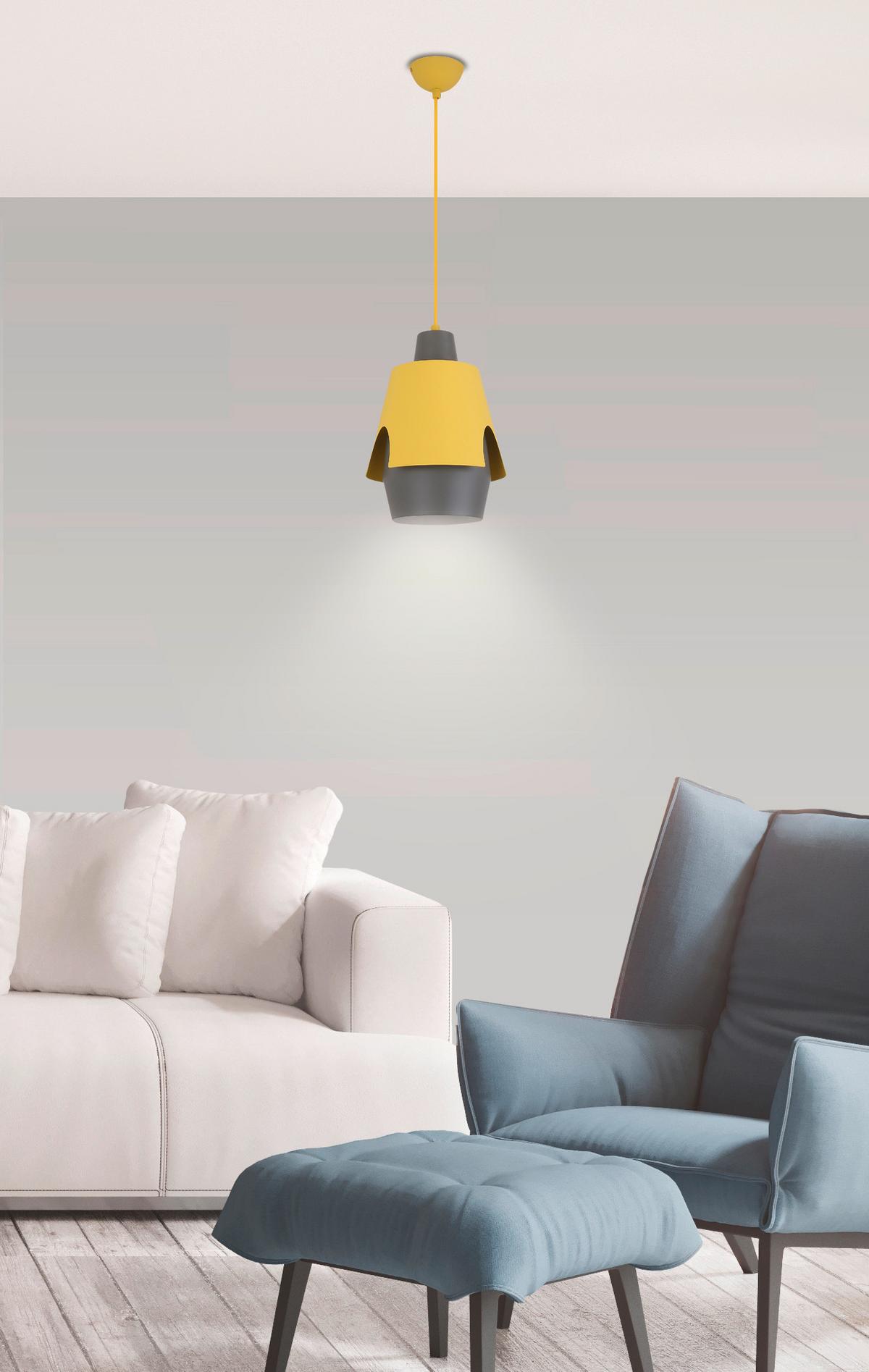 Viseća Svjetiljka Falun - siva/žuta, Design, metal (22/22/150cm)