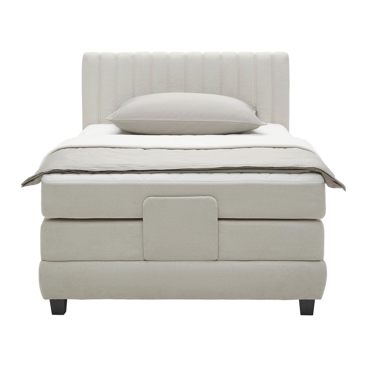 Boxspringbett Dixon Beige ca. 120x200cm - Beige/Schwarz, KONVENTIONELL, Holz/Holzwerkstoff (120/200cm) - Premium Living