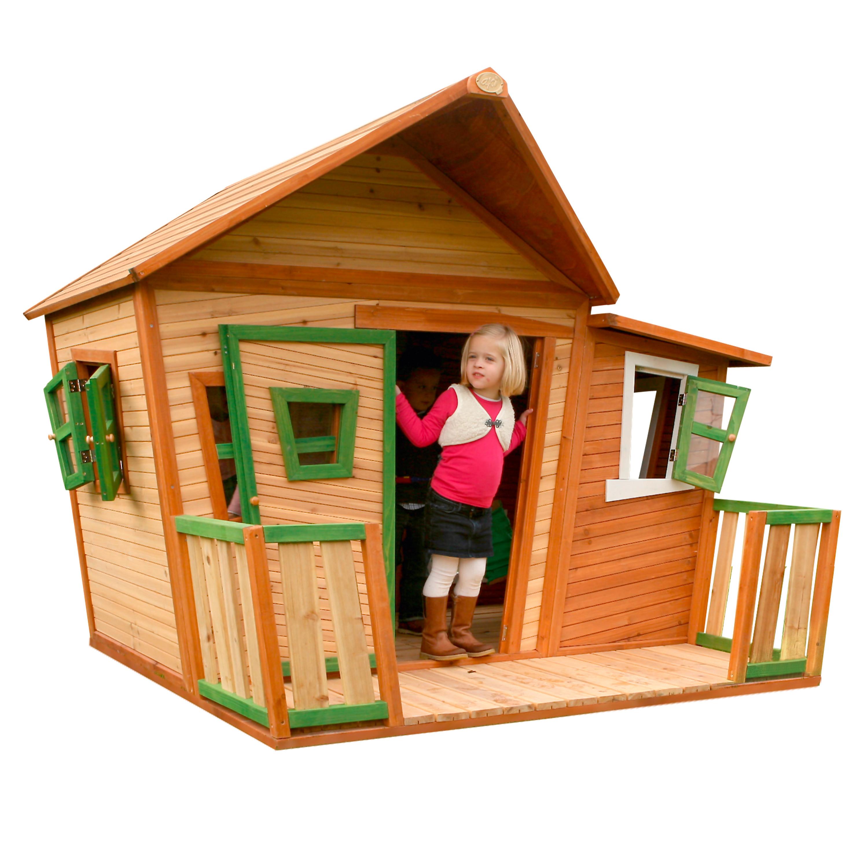 Spielhaus Lisa aus Zedernholz - Braun/Weiß, Basics, Holz (220/174/193cm) - Ambia Garden
