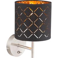 Stenska Svetilka 15229w Clarke - zlate barve/črna, Trendi, kovina/tekstil (15/26cm)