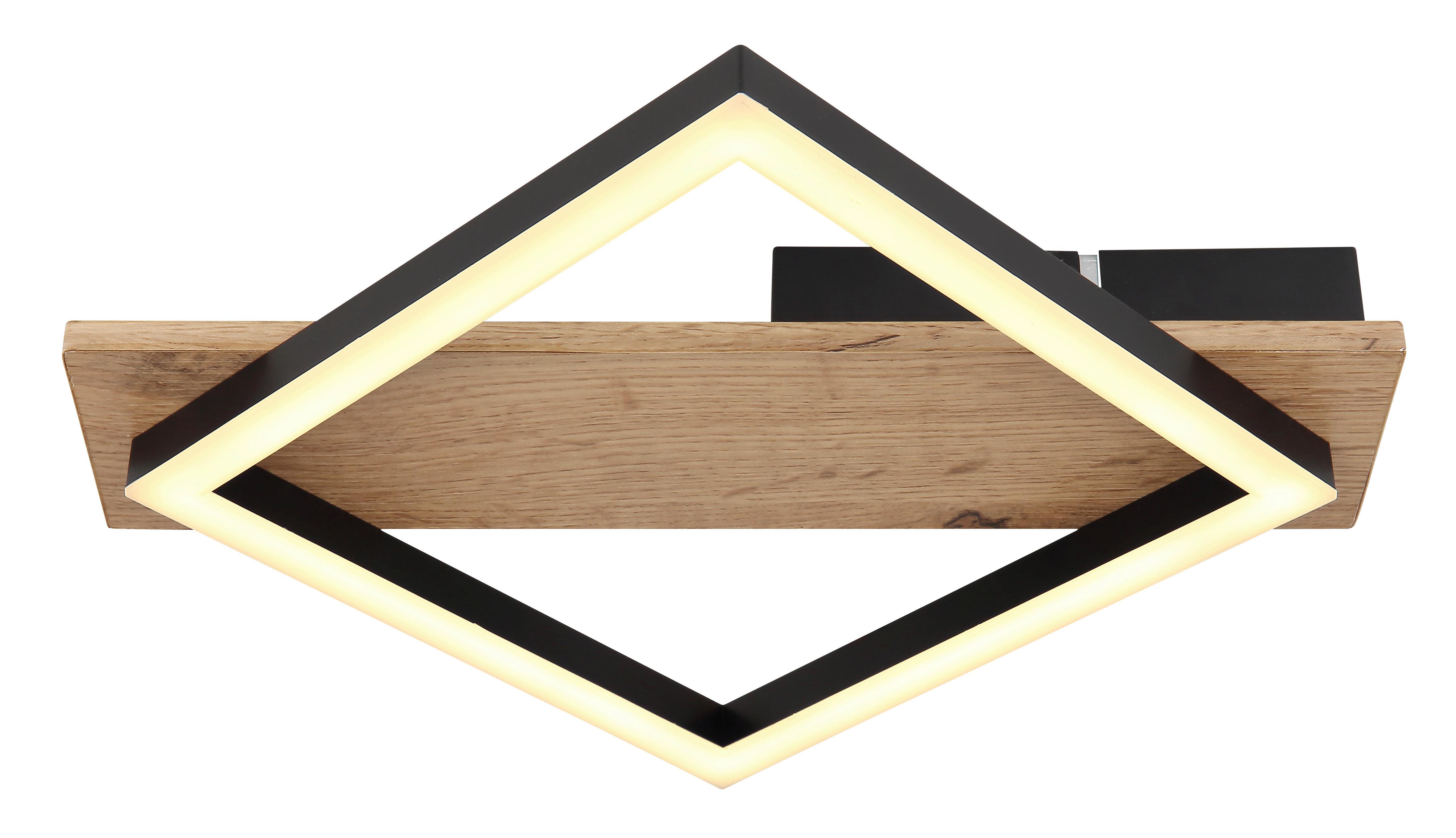 LED-Deckenleuchte Beatrix Schwarz/Dunkelbraun max.12Watt - Dunkelbraun/Opal, Natur, Holzwerkstoff/Kunststoff (33/31/5,5cm) - Globo