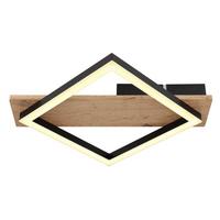LED-Deckenleuchte Beatrix Schwarz/Dunkelbraun max.12Watt - Dunkelbraun/Opal, Natur, Holzwerkstoff/Kunststoff (33/31/5,5cm) - Globo