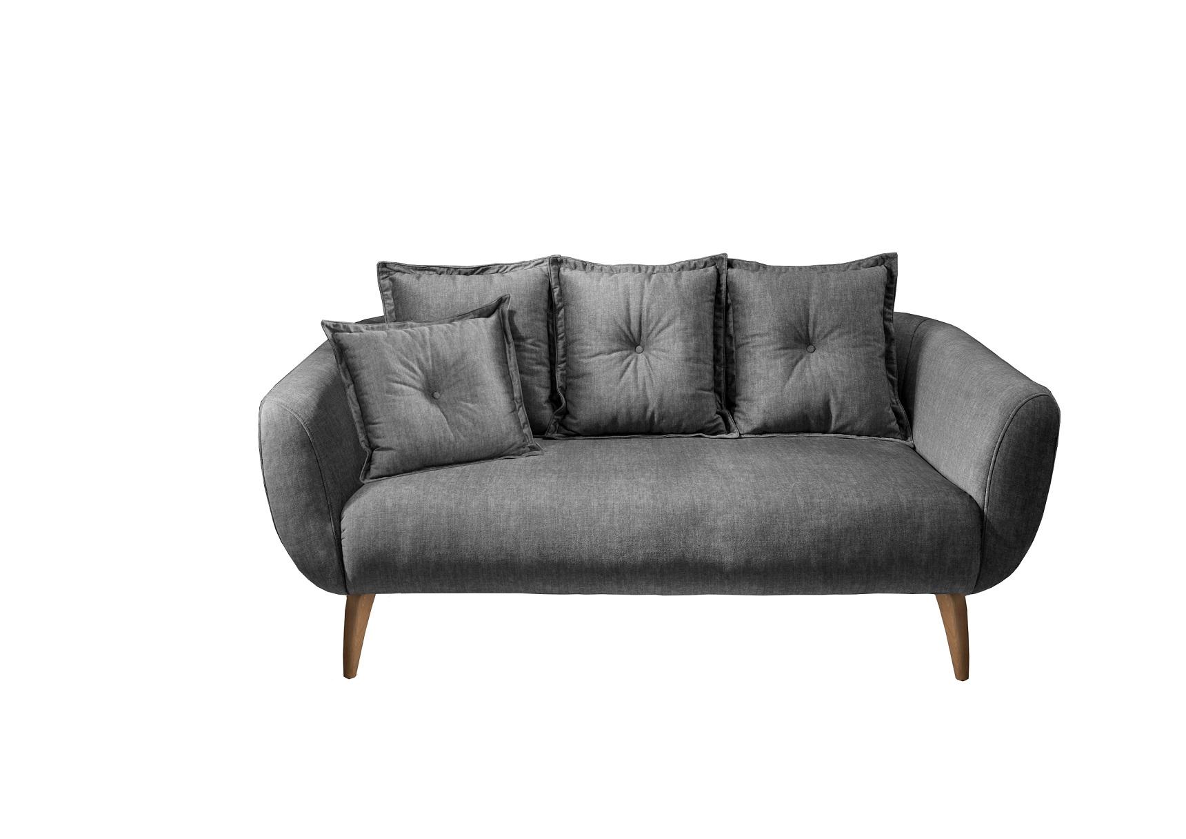 2,5-Sitzer-Sofa Baggio Grau Velours - Buchefarben/Grau, MODERN, Holz/Textil (196/94/103cm) - Livetastic
