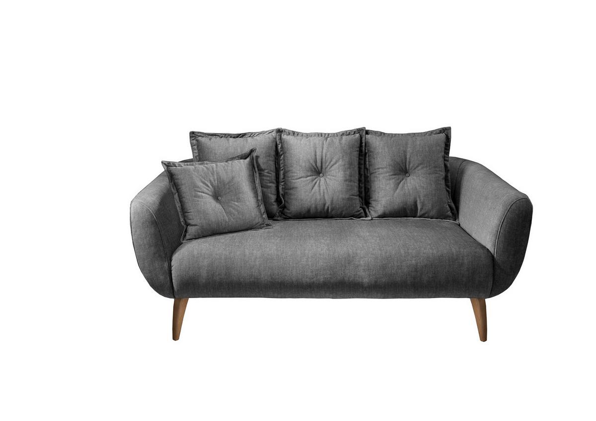 2,5-Sitzer-Sofa Baggio Grau Velours - Buchefarben/Grau, MODERN, Holz/Textil (196/94/103cm) - Livetastic