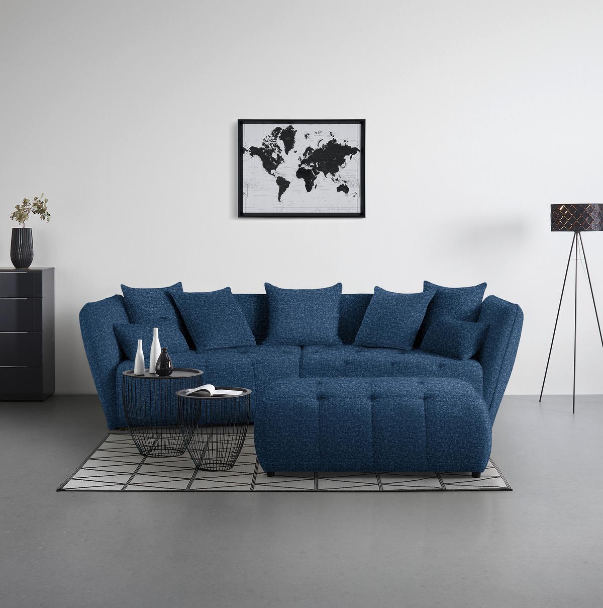 Tabure Sofi - tamno plava/crna, Moderno, tekstil (128/48/70cm) - Premium Living