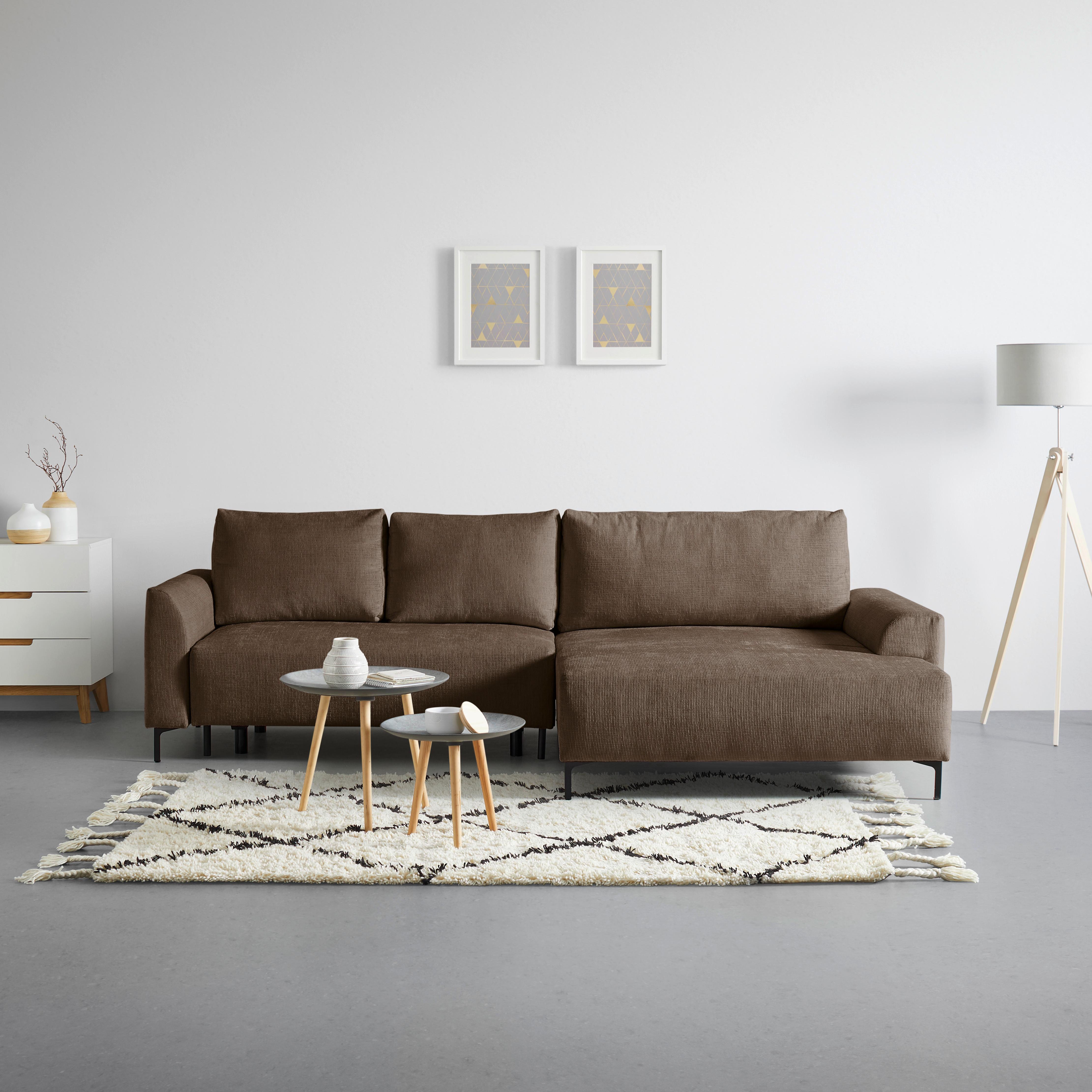 Ecksofa Integra Fango - Fango/Schwarz, Textil/Metall (294/81-93/170cm) - Mömax
