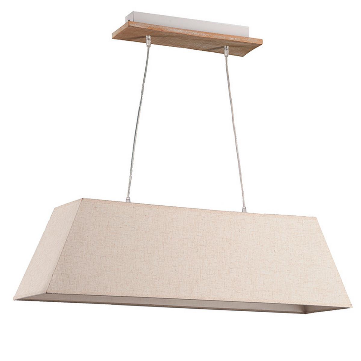 Hängeleuchte Miriel Weiß/Beige max. 22 Watt - Beige/Weiß, Natur, Holz/Textil (90/25/110cm)