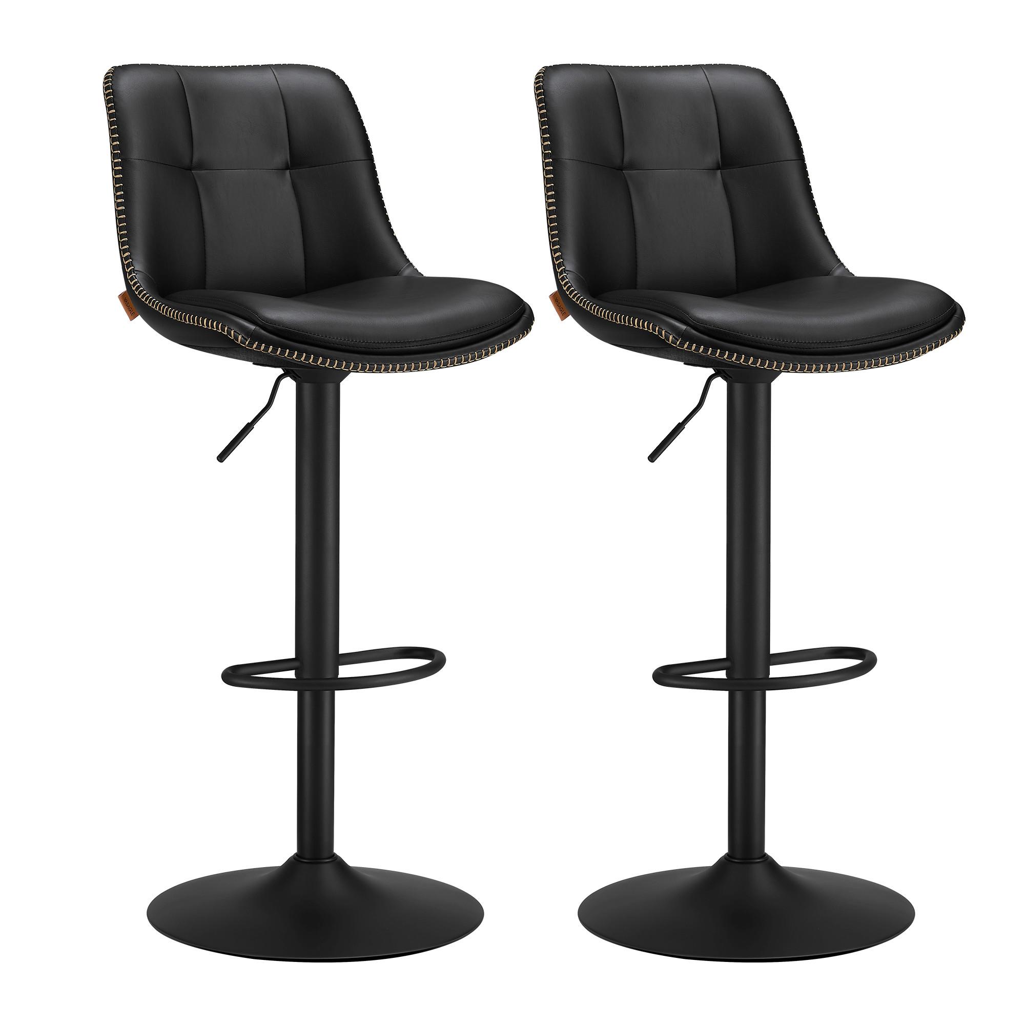 BARHOCKER-SET BAR STOOLS - Schwarz, MODERN, Leder/Metall (42,9/93,1/48,1cm) - MID.YOU
