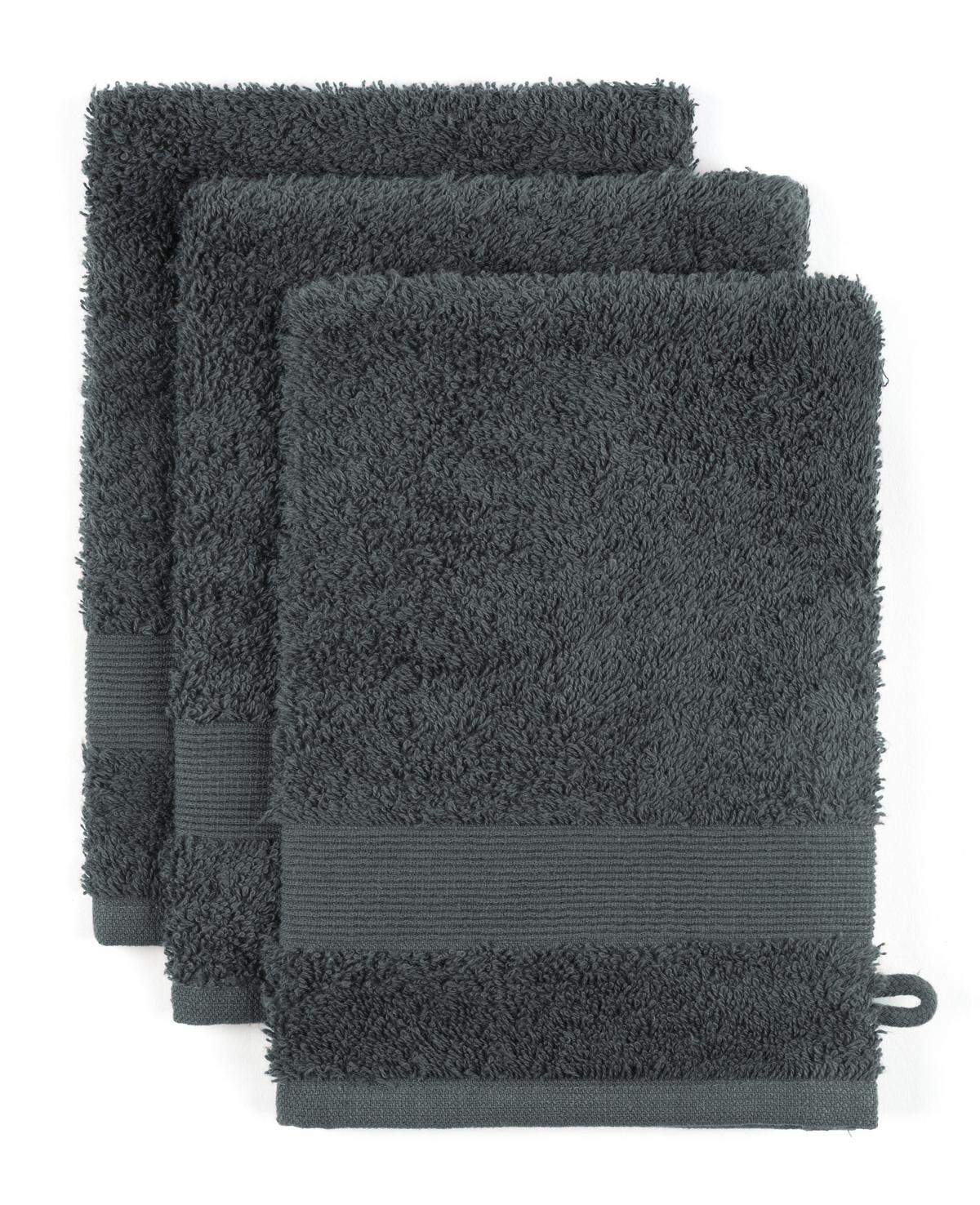 Waschlappen Silke Anthrazit ca. 15x21cm 3er Set - Anthrazit, Textil (15/21cm)