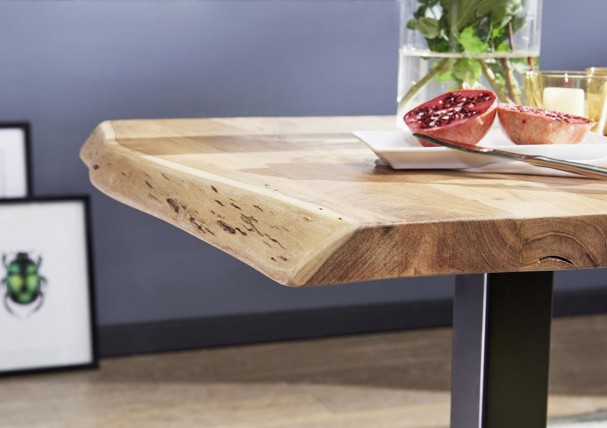Esstisch "WL5.975" , ca. 80x75 cm, aus Akazie - Schwarz/Naturfarben, MODERN, Holz/Metall (80/75/75cm) - MID.YOU
