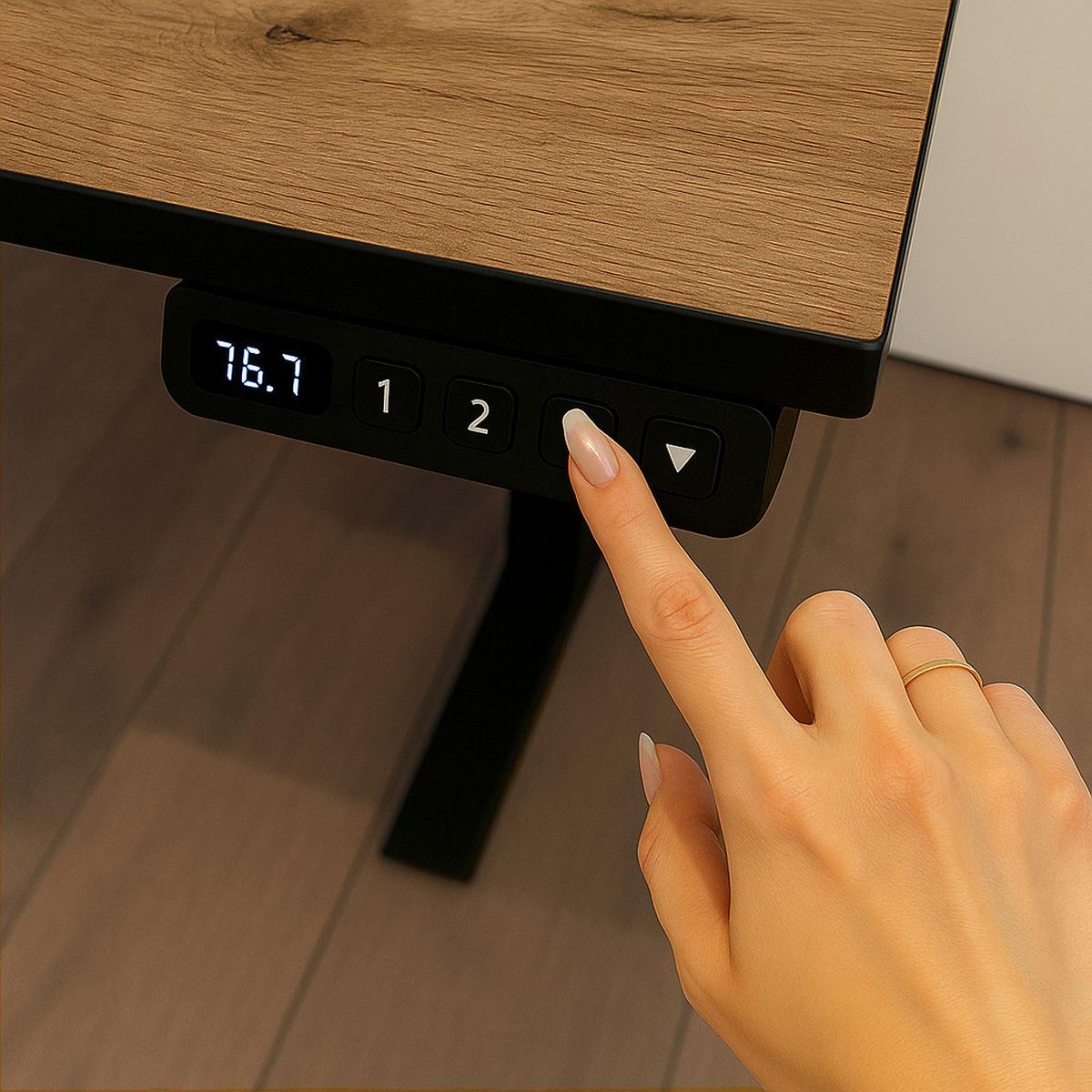 Schreibtisch Serie 2000 Eiche ca. 160x75x73-117,5cm - Eichefarben/Schwarz, KONVENTIONELL, Holzwerkstoff/Metall (160/75/73-117,5cm) - MID.YOU