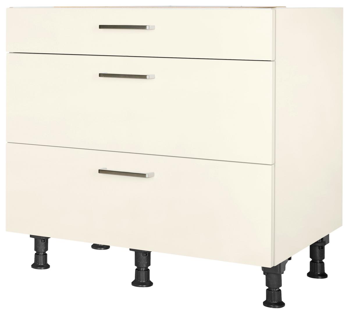 Schubkastenunterschrank Touch Magnolie - Edelstahlfarben/Magnolie, MODERN, Holzwerkstoff/Metall (90/87/56cm) - Nobilia