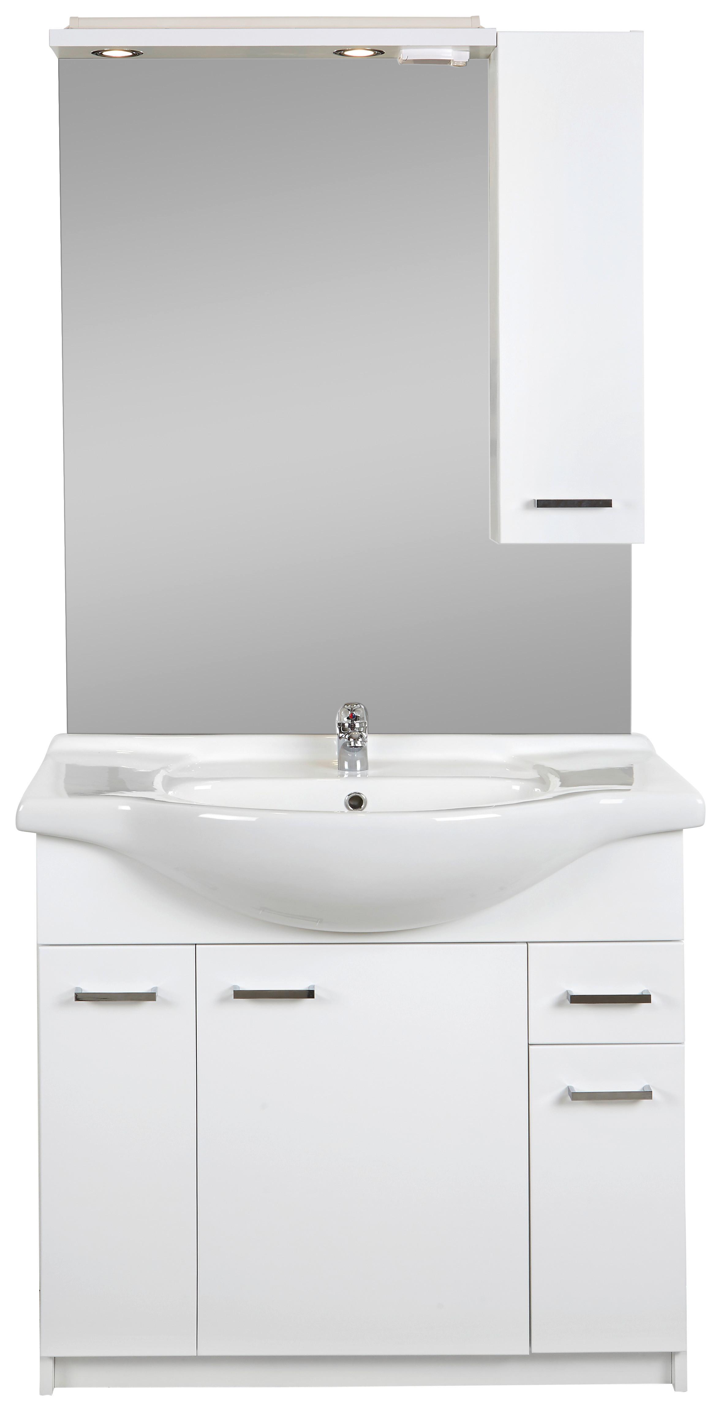 Mobilier baie Fiola - alb, Konventionell, ceramică/material pe bază de lemn (86,8/192/49cm)