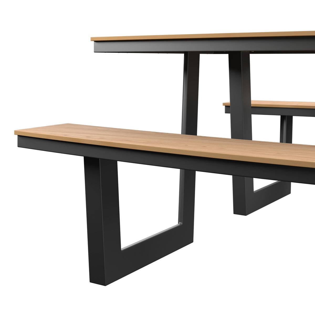 Gartentischgruppe Manuel Anthrazit/Naturfarben - Anthrazit/Naturfarben, MODERN, Kunststoff/Metall (200/75/180cm)