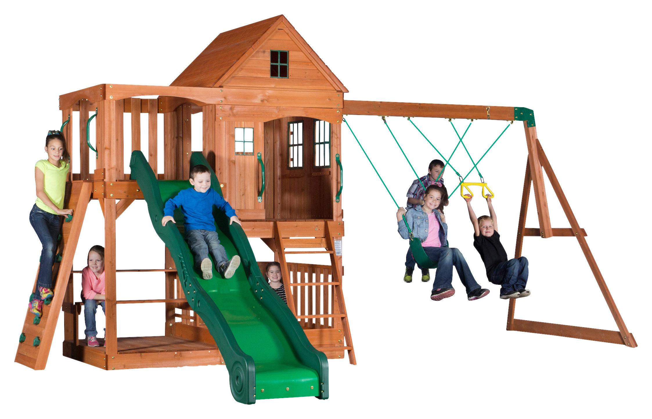 Spielturm B1808058 aus Zeder Massiv - Braun/Grün, KONVENTIONELL, Holz (537,2/290/409cm) - Ambia Garden