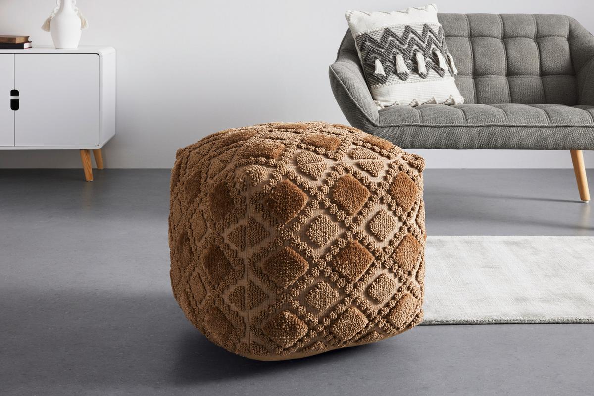 Tabure Tamara, Bež, Snemljiva Prevleka - bež/naravne barve, Trendi, tekstil (45/45/45cm) - Premium Living