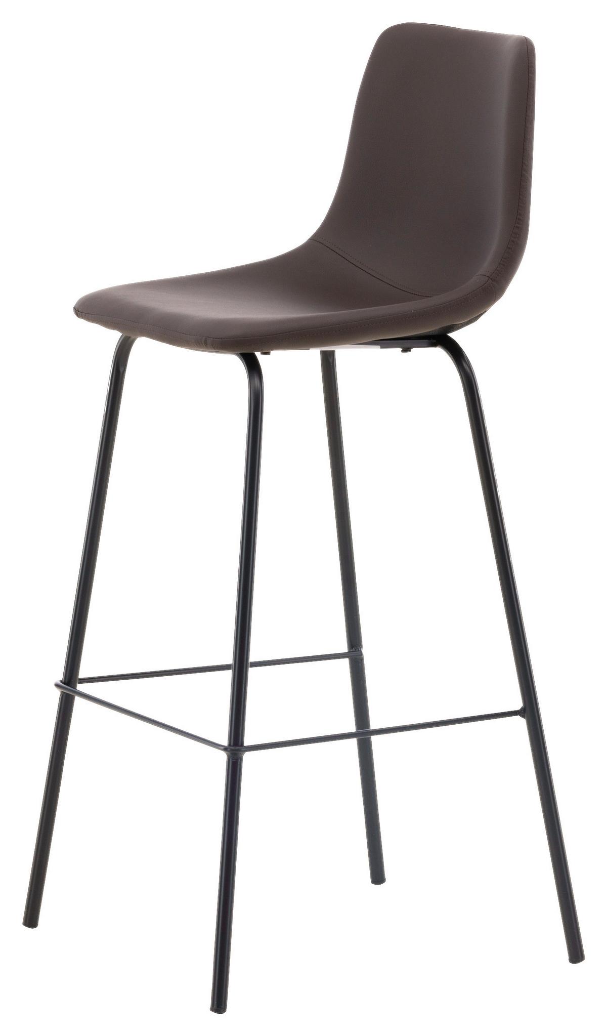 Barhocker-2er Set Alexi ca. 47x103x48 cm Dunkelbraun - Dunkelbraun/Schwarz, Design, Textil/Metall (47/103/48cm) - Livetastic