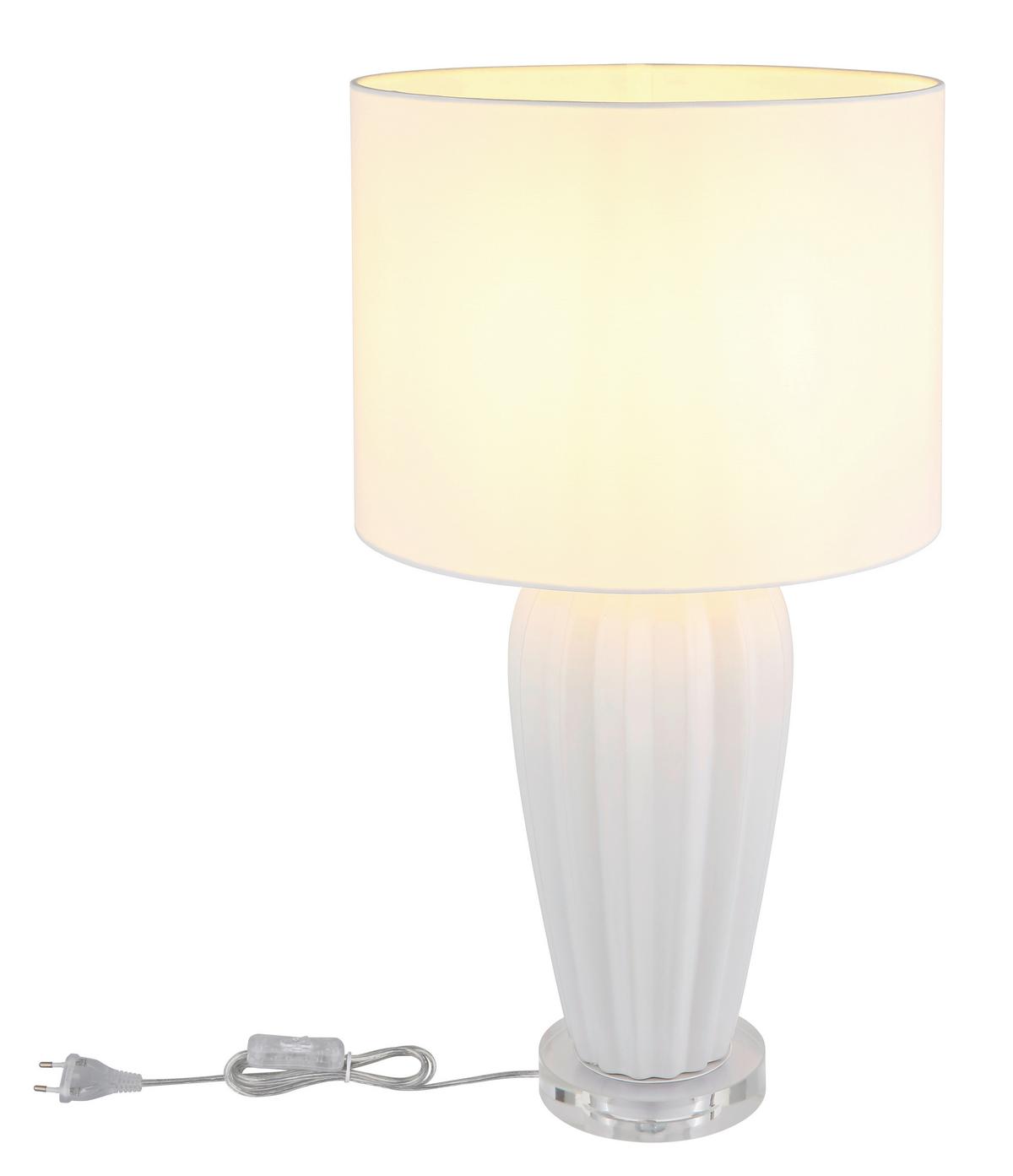 Tischleuchte Irina Weiß max. 40 Watt - Chromfarben/Weiß, KONVENTIONELL, Keramik/Textil (35/59cm) - Globo